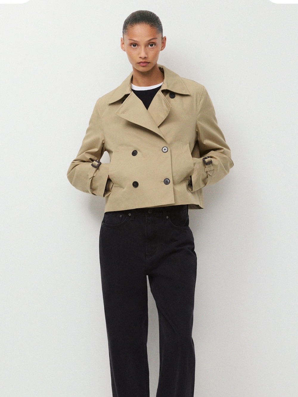 Aritzia NWT The Esquire Short Trench Coat Wicker Tan Size Small - Picture 2 of 16
